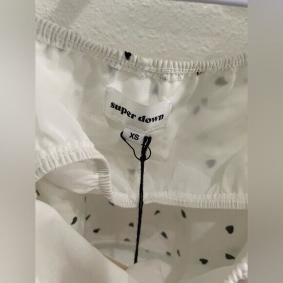 New Superdown Boho Festival Crop Top Hearts Coquette Beachy Stretch Top - Picture 6 of 8